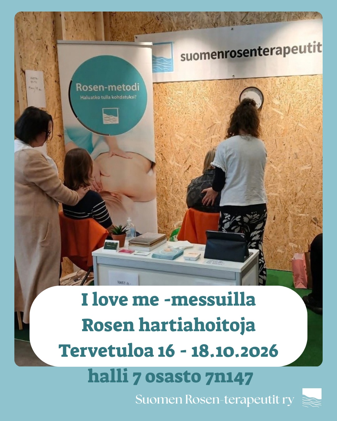 I Love Me -messut 16. – 18.10.2026
Helsingin messukeskuksessa.
❤️Tule kokemaan Rosen-kosketusta, kysymään ja kuulemaan menetelmästä.
Teemme osastollamme hartiahoitoja (15 min. / 15 €).
Maksutavat: kortti, MobilePay ja käteinen.
Löydät meidät hallista 7, osasto 7n147.
Lämpimästi tervetuloa!❤️
#rosen-menetelmä #rosen-metodi #rosen-hoito #rosen-terapeutti #rosen-harjoitusjaksolainen #iloveme #suomenrosenterapeutit